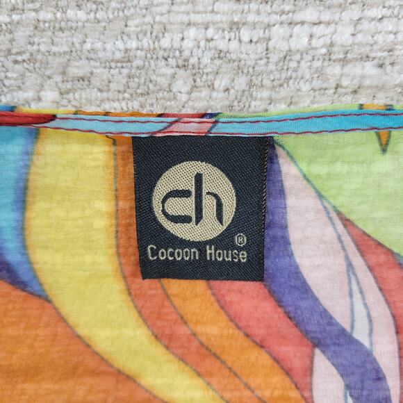 Cocoon House Kimono Silk Top Womens S/M Watercolor Swirl Side Tie Art To Wear - Picture 2 of 16